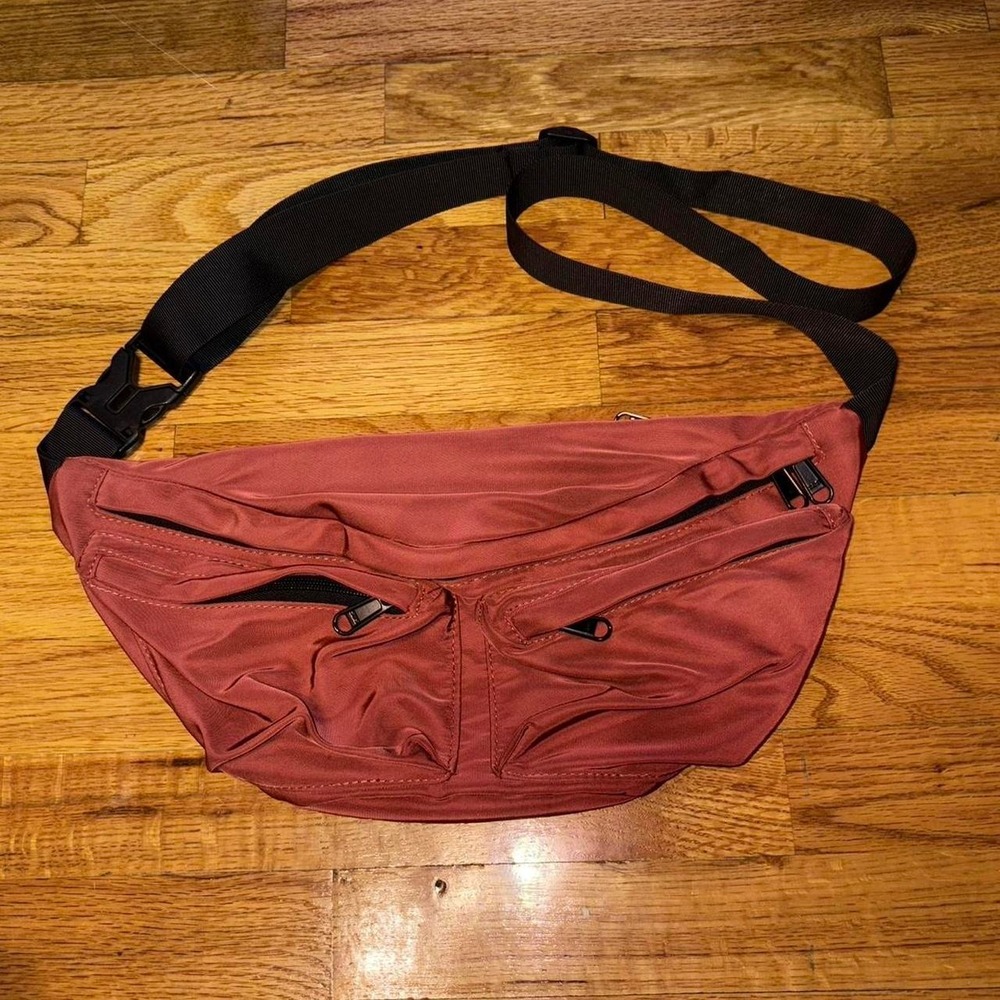 BECOMU Burnt Orange Sling Bag Utility Crossbody Belt Bag Gorpcore